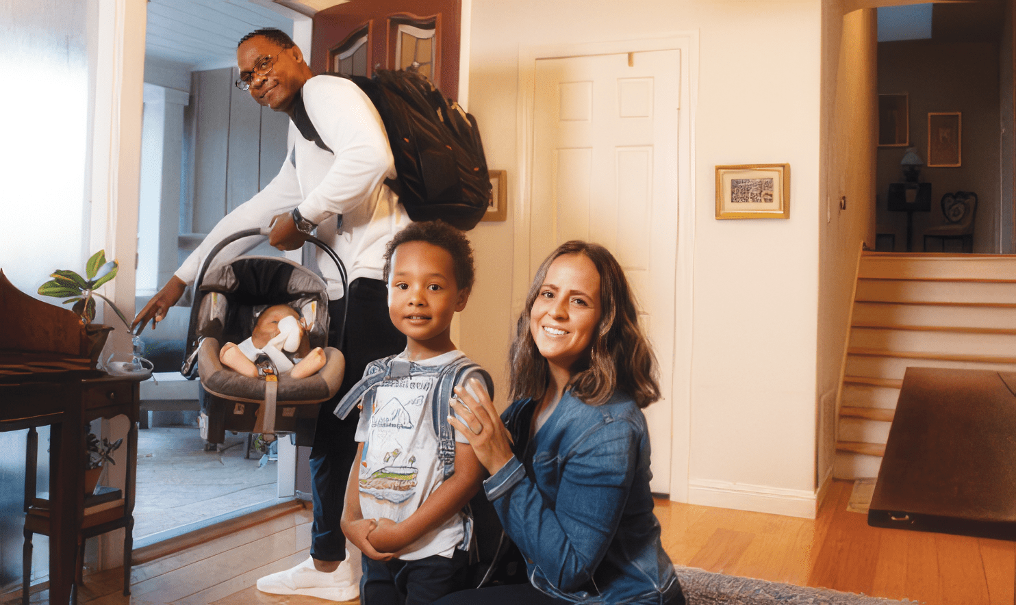 diverse happy family smiling at camera