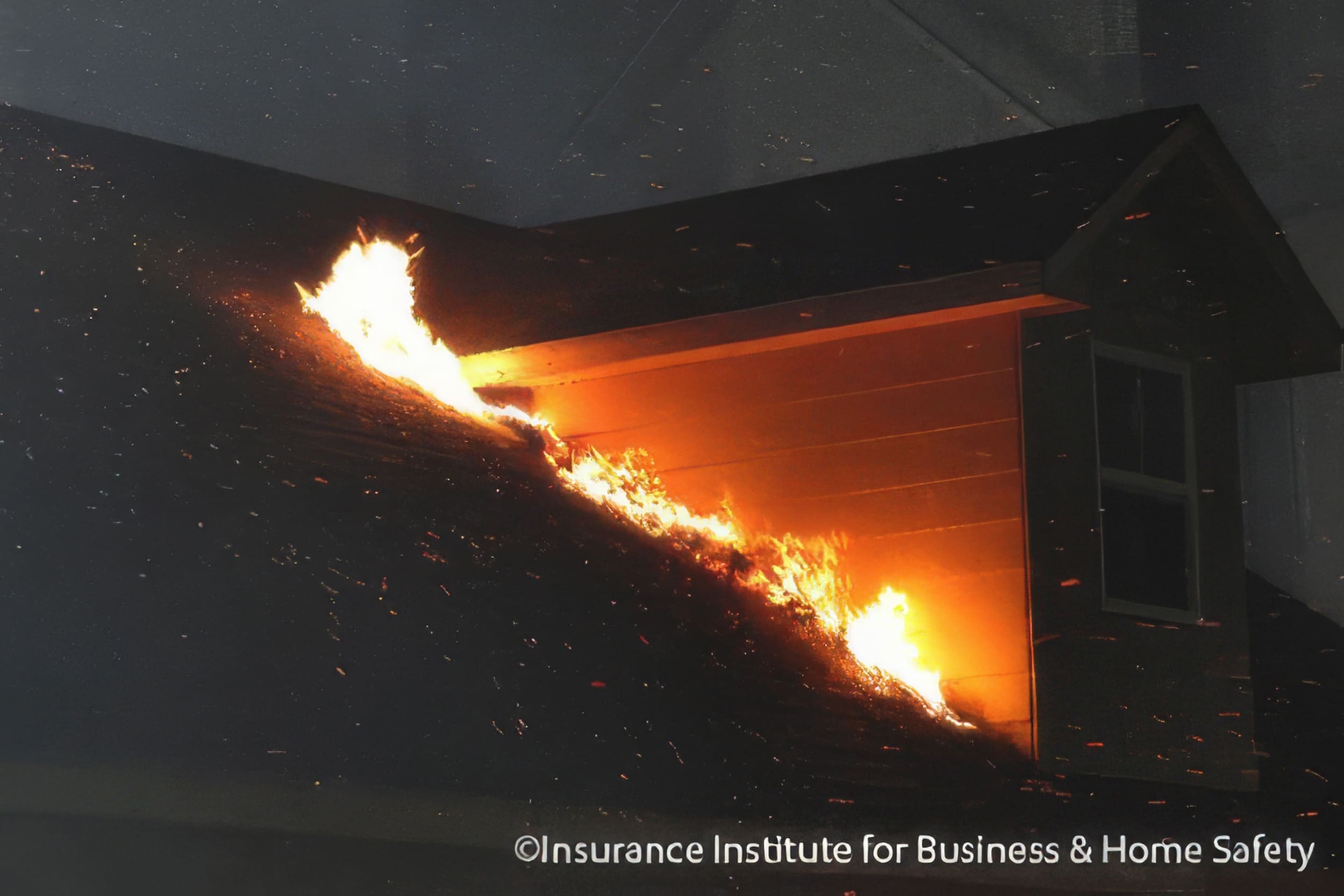 fire on top of house