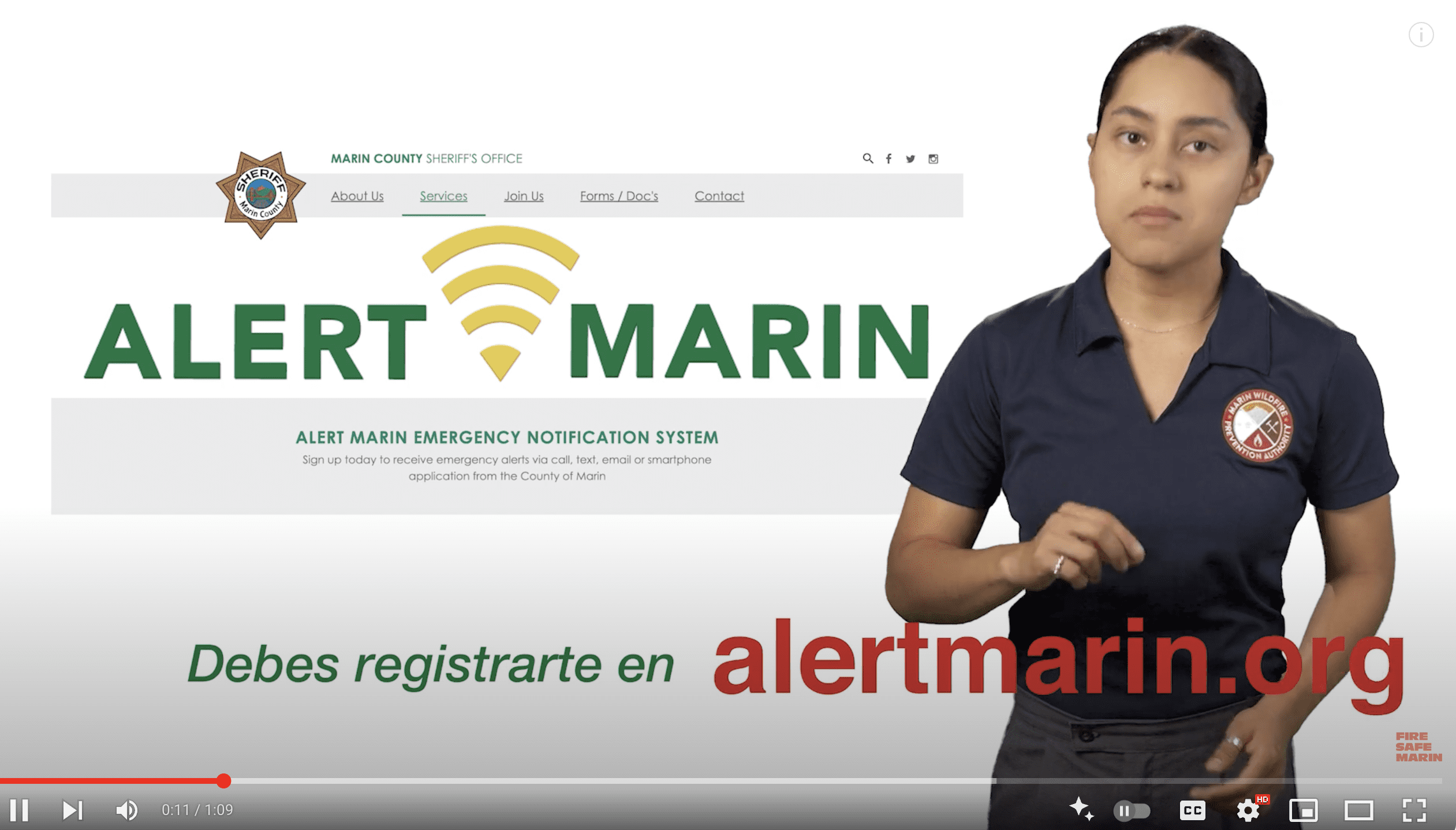 Woman with text "Alert Marin"
