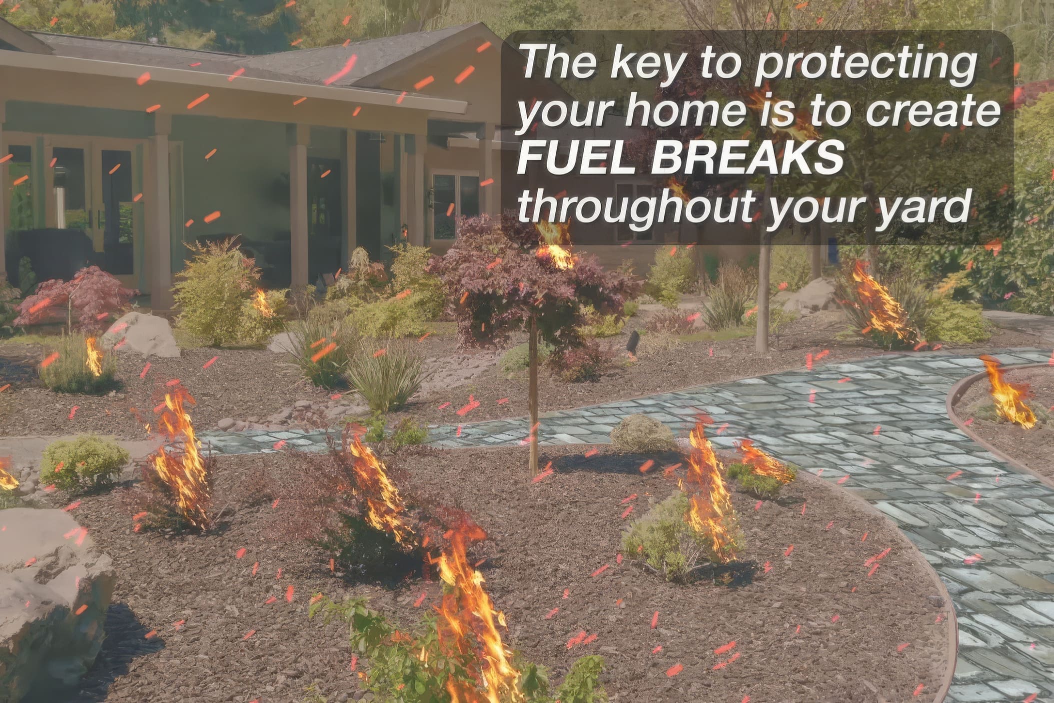 plants on fire outside house