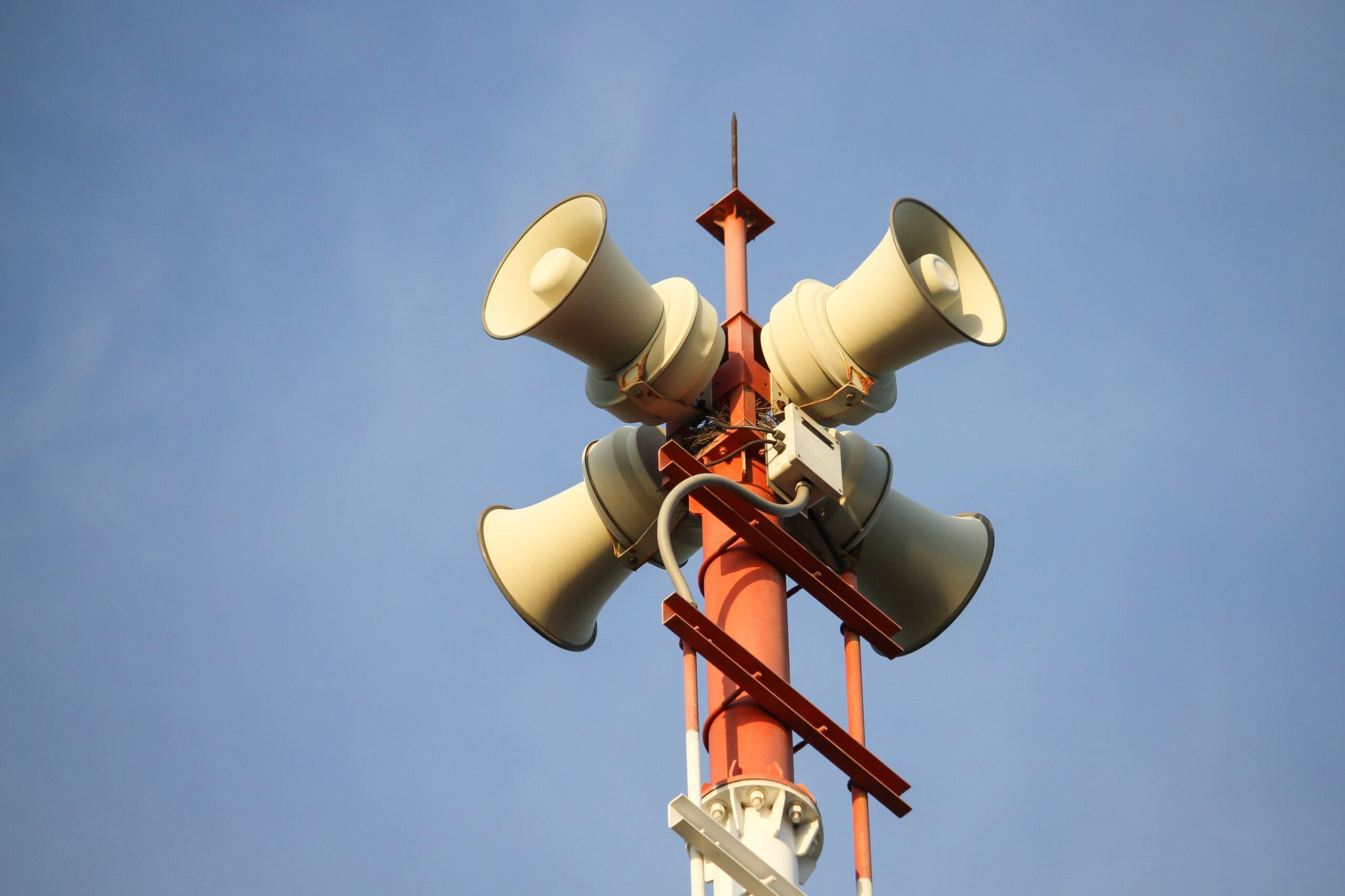 Tsunami,Siren,Warning,Loudspeakers,Are,Installed,On,The,Beach,In