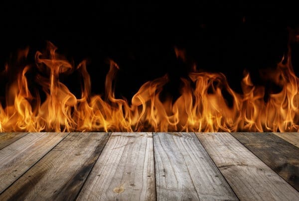 Wood,Top,Divides,1,To,2,Parts,On,Fire,Flames